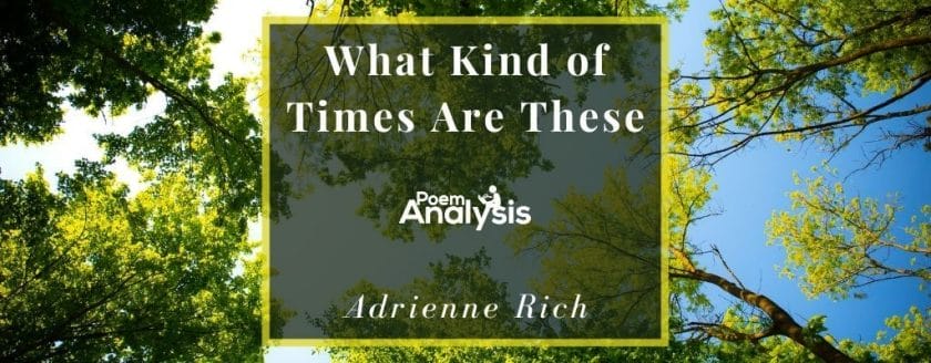 What Kind of Times Are These by Adrienne Rich