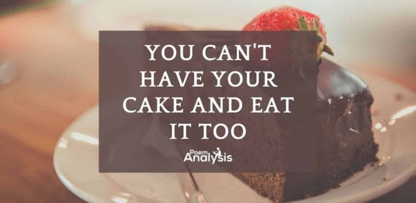 'You can't have your cake and eat it too' Meaning - Poem Analysis